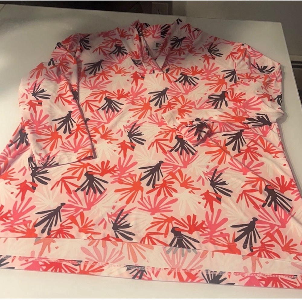 Pink and Red Patterned Hoodie